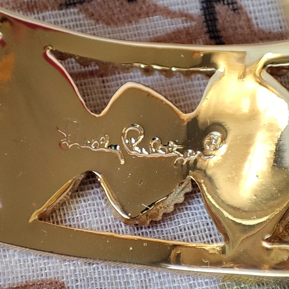 Lilly Pulitzer Shiny Gold Tone Cuff Bracelet Faux Turquoise and Coral NIB NEW - Picture 8 of 13